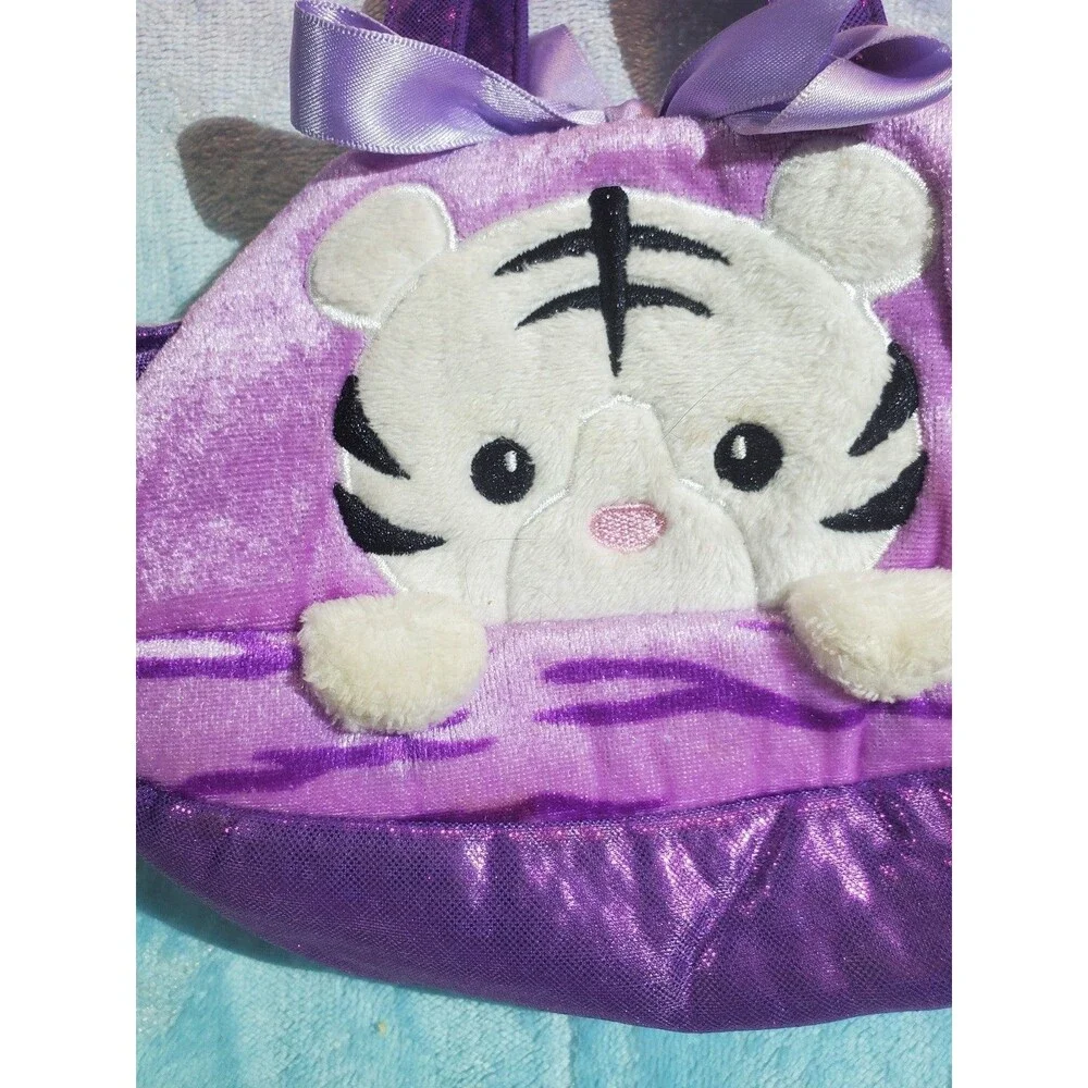Purple Aurora Holographic Panda Plush Animal Tigger Blue Stuffed Carrier Bag